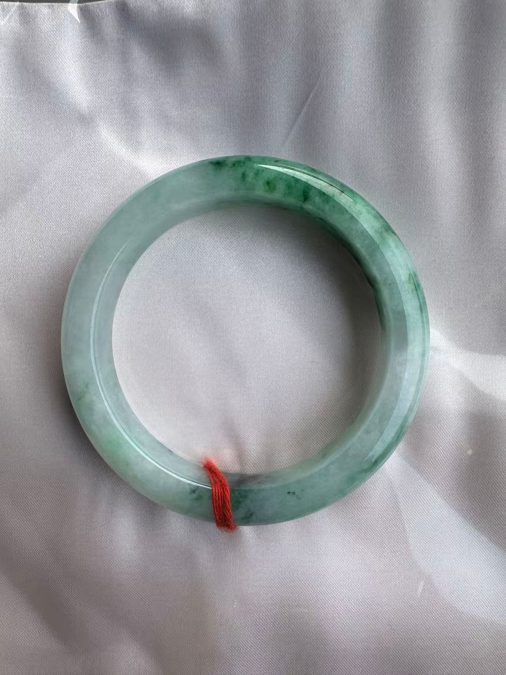 Natural Jadeite Bangle — Floating Green on White (Type A, 58.8mm)