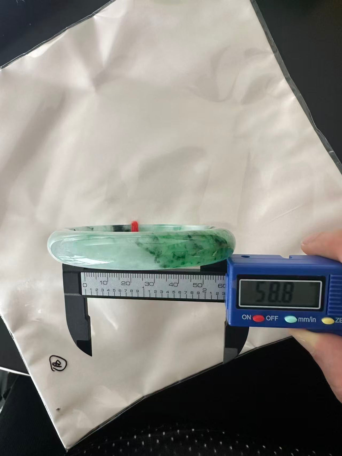 Natural Jadeite Bangle — Floating Green on White (Type A, 58.8mm)